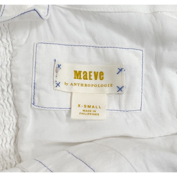 Maeve Anthropologie Buttonfront Vest - White w/ Blue‎ contrast stitching  - XS - Picture 7 of 7